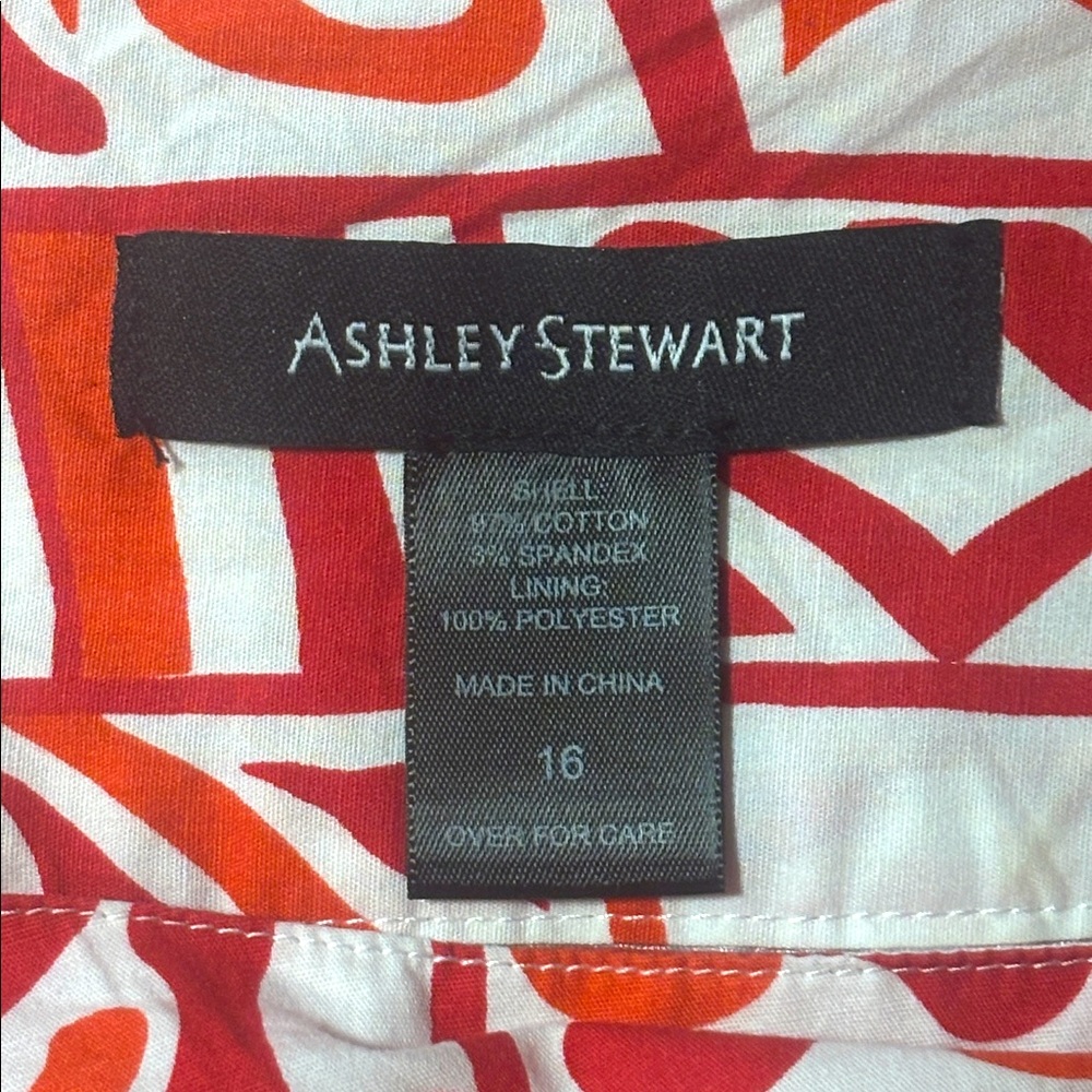 EUC Ashley Stewart Red, Orange & White A-Line Skirt - Picture 7 of 8